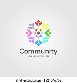 community charity people flower colorful logo illustration design