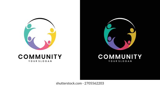 Diseño del logo del círculo comunitario para la unidad y el trabajo en equipo