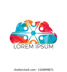 Community cloud abstract logo. Happy People logo. Teamwork symbol. Social logo. Partnership people icon.