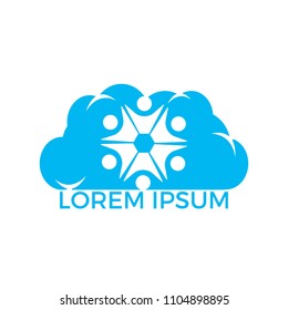 Community cloud abstract logo. Happy People logo. Teamwork symbol. Social logo. Partnership people icon.