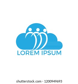 Community cloud abstract logo. Happy People logo. Teamwork symbol. Social logo. Partnership people icon.