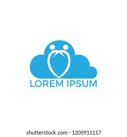 Community cloud abstract logo. Happy People logo. Teamwork symbol. Social logo. Partnership people icon.