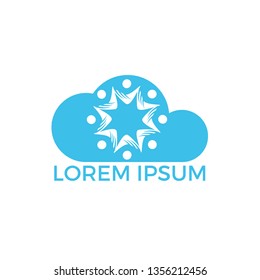 Community cloud abstract logo. Happy People logo. Teamwork symbol. Social logo. Partnership people icon.