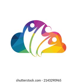 Community cloud abstract logo. Happy People logo. Teamwork symbol. Social logo. Partnership people icon.