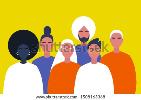 Community. Collaboration. A group of young people. Diversity. Modern millennial lifestyle. Flat editable vector illustration, clip art