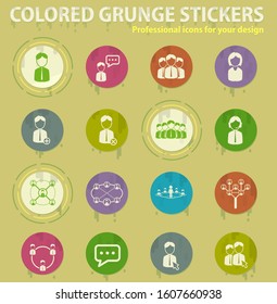 community colored grunge icons with sweats glue for design web and mobile applications