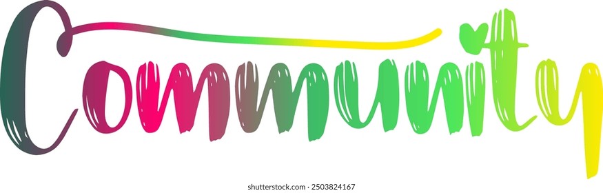 COMMUNITY Colourful Vector Letters, COMMUNITY vector rainbow gradient typography, gradient color