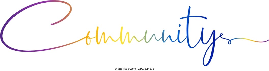 COMMUNITY Colourful Vector Letters, COMMUNITY vector rainbow gradient typography, gradient color