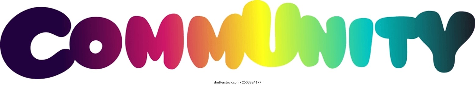COMMUNITY Colourful Vector Letters, COMMUNITY vector rainbow gradient typography, gradient color