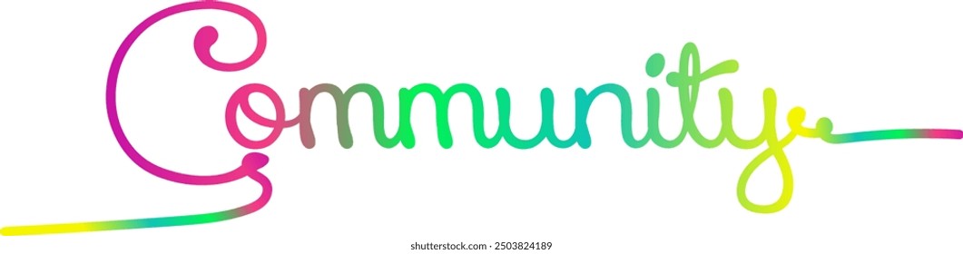 COMUNIDAD Letras de Vector coloridas, tipografía de gradiente de arco iris de Vector COMUNITARIO, color de gradiente