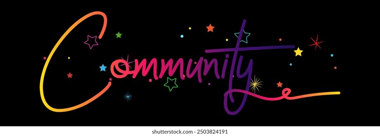 COMMUNITY Colourful Vector Letters, COMMUNITY vector rainbow gradient typography, gradient color