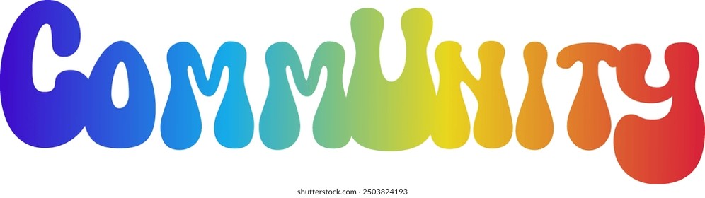 COMMUNITY Colourful Vector Letters, COMMUNITY vector rainbow gradient typography, gradient color