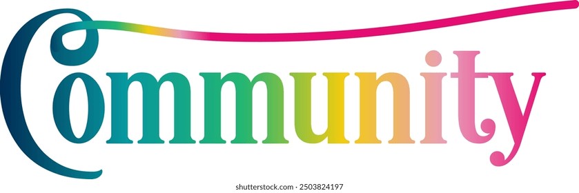 COMMUNITY Colourful Vector Letters, COMMUNITY vector rainbow gradient typography, gradient color