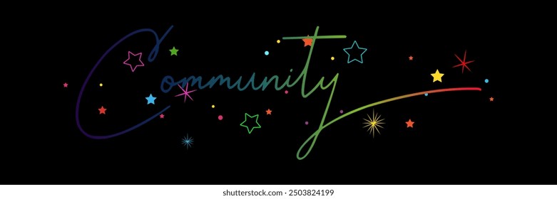 COMMUNITY Colourful Vector Letters, COMMUNITY vector rainbow gradient typography, gradient color