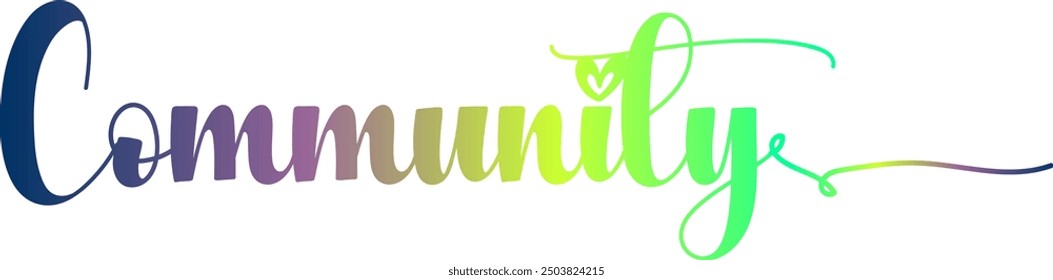 COMMUNITY Colourful Vector Letters, COMMUNITY vector rainbow gradient typography, gradient color