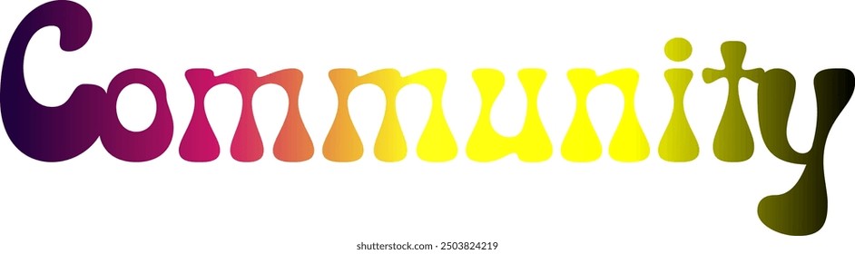 COMUNIDAD Letras de Vector coloridas, tipografía de gradiente de arco iris de Vector COMUNITARIO, color de gradiente