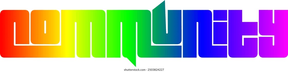 COMMUNITY Colourful Vector Letters, COMMUNITY vector rainbow gradient typography, gradient color