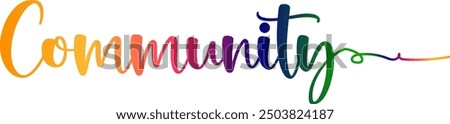 COMMUNITY Colourful Vector Letters, COMMUNITY vector rainbow gradient typography, gradient color