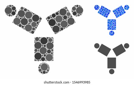 Community composition of circle elements in different sizes and color hues, based on community icon. Vector round elements are united into blue composition.