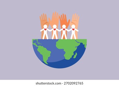 Concepto comunitario con las manos. Concepto comunitario. Ilustración vectorial plana coloreada aislada