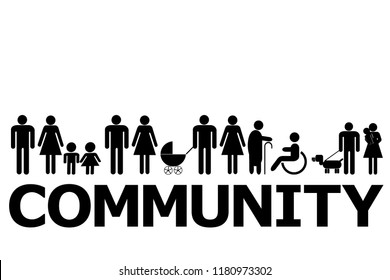 Community concept with people pictograms and word community