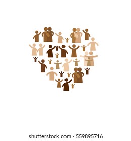 Community concept - pictogram showing figures happy family