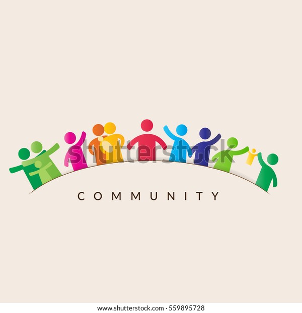 Community concept - pictogram showing figures happy family