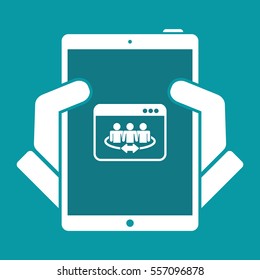 Community connection on internet - Vector flat icon