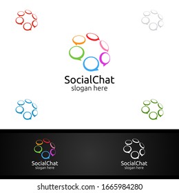 Community and Consulting Logo with App Bubble Chat Talk Concept or Organization Symbol