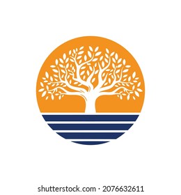 Community Custom Health Care Lifestyle Nature Circle With Leaf Ornament Leaves Autumn Wood Hand draw Logo