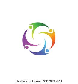 Community design concept, colorfully combining circle shapes and people