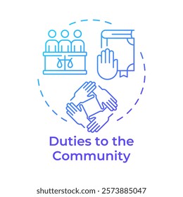 Community duties blue gradient concept icon. Collective welfare, civil engagement. Round shape line illustration. Abstract idea. Graphic design. Easy to use in infographic, presentation