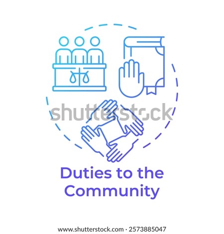 Community duties blue gradient concept icon. Collective welfare, civil engagement. Round shape line illustration. Abstract idea. Graphic design. Easy to use in infographic, presentation