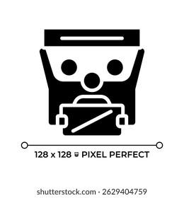 Community duties essential to free and full development pixel perfect glyph solid icon. Movement for human rights. Black silhouette symbol on negative space. Vector isolated illustration