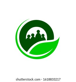 community of eco green people logo vector design concept