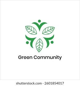 Community Eco Logo Design for Sustainability, Green Environment and Wellbeing, Symbol of Growth, Connection, and Positive Impact, Eco friendly, Healthy Living, Nature, and Collaboration Vector Graphic