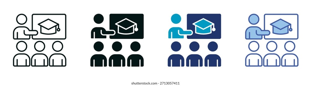 Community Education Icon Set Consisting of Multiple Styles Vector Illustration