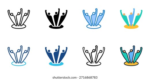 Community empowerment icons set multiple style collection. 
