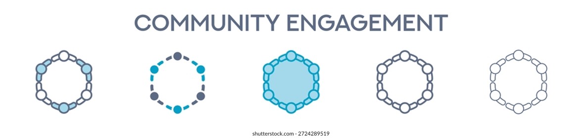 Elemento De Compromiso Comunitario Para Diseño Gráfico - Estilos Múltiples. Ilustración vectorial De Dos Colores Y Negro. Los Diseños Múltiples De Los Iconos Se Pueden Utilizar Para El Móvil, Ui, Web