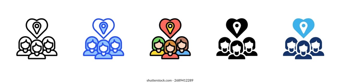 Colección de íconos de participación comunitaria con varios estilos