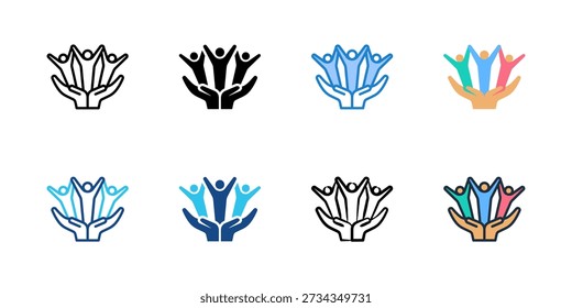 Community Engagement icons set multiple style collection. Editable stroke 
