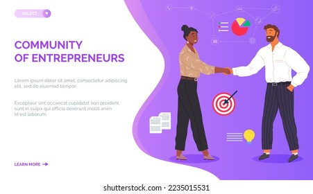 Community of enterpreneurs concept. Idea of lucrative business strategy and achievement. Target to success and profit increasing. Business fellowship unites many companies support and joint solutions