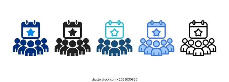 Community Event Icon Set Multiple Style Vector Illustration