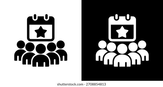 Ilustración vectorial de icono de evento comunitario. Diseño De Línea Fresca Construido Para Una Flexibilidad Creativa En Versiones Claras Y Oscuras.