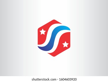 community flag symbol logo design template with hexagon concept