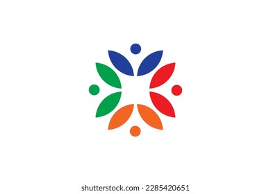 logotipo comunitario de estilo plano con forma de flor en color