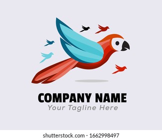community Flying parrot together logo design inspiration