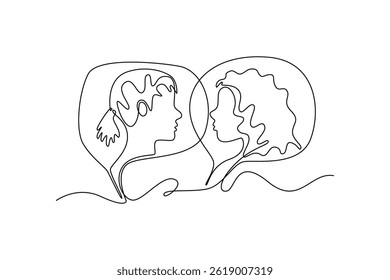 Conceito de foco comunitário. Design de desenho de linha única. Ilustração gráfica vetorial