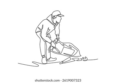 Community focus concept. Single line draw design. Vector graphic illustration