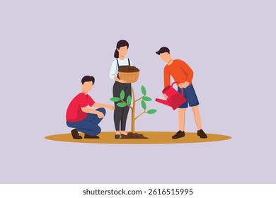 Community Focused Concept. Colored flat vector illustration isolated